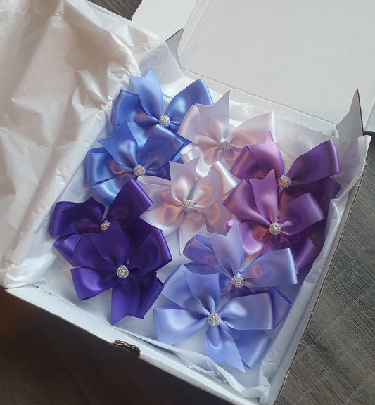 Hair bow gift box purple.