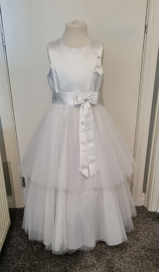 Long 2 layered communion dress with bow