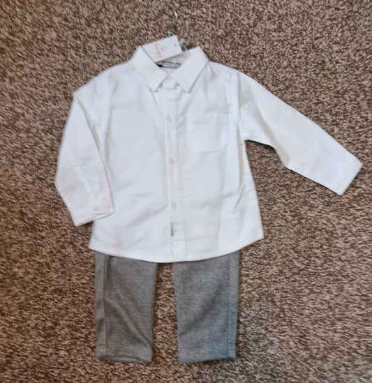 boys grey trousers and white  shirt