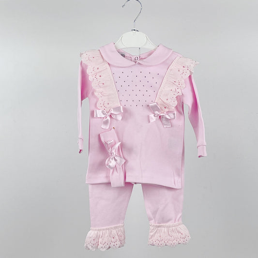 pink 3 piece ruffle dimonte outfit