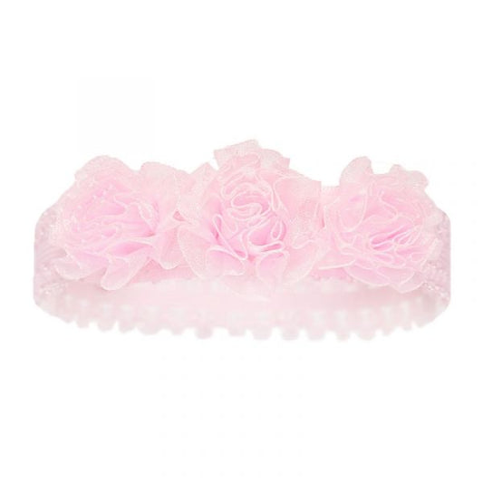 3 flower lace headband pink
