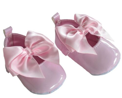 pink soft sole velcro bow shoes
