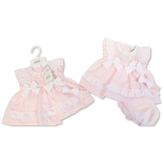 Pink frilly bow detail dress