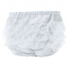 White baby girl frilly pants
