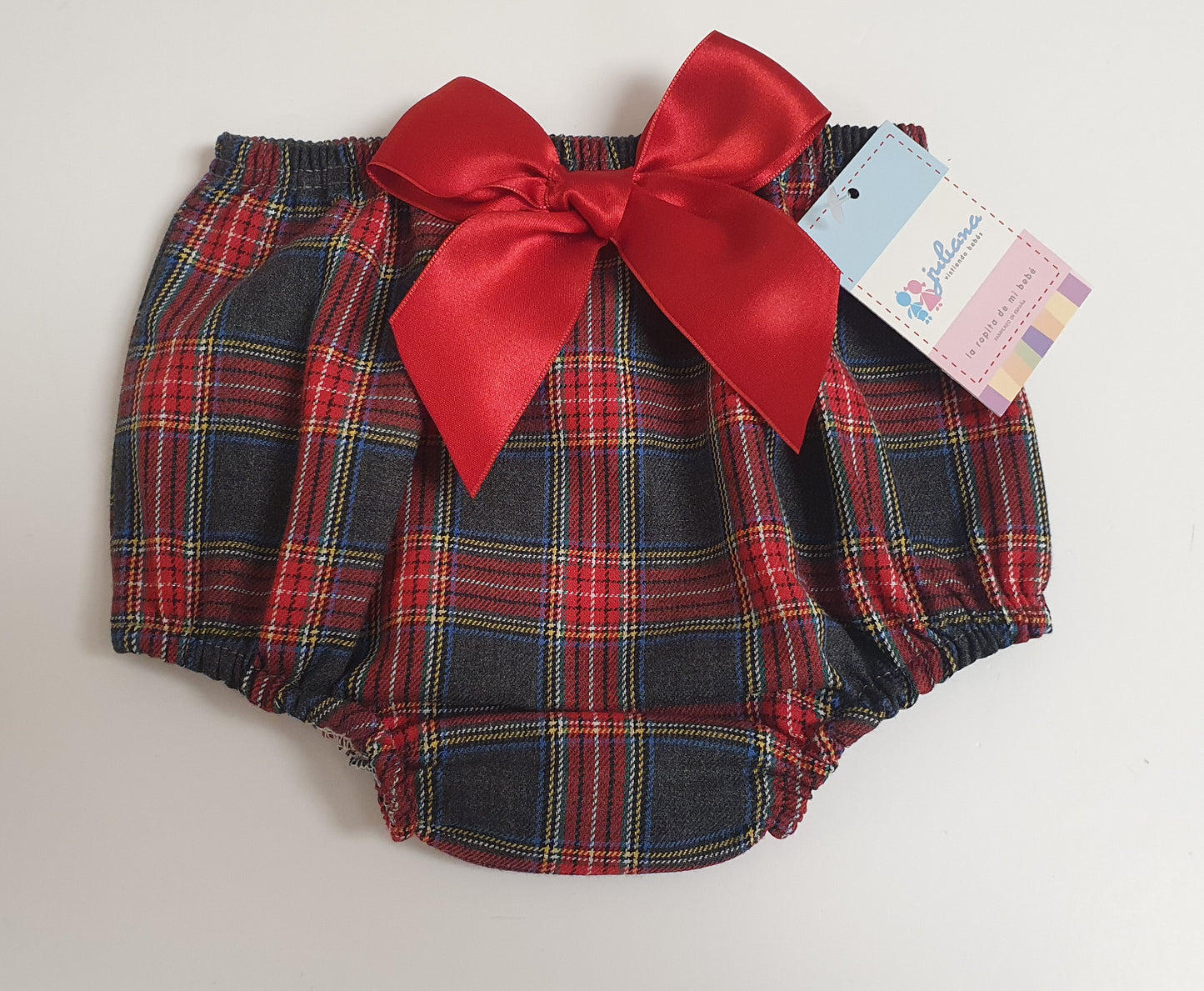 Tartan pants with bow