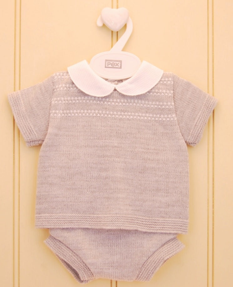 Baby boys summer grey 2 piece knit set