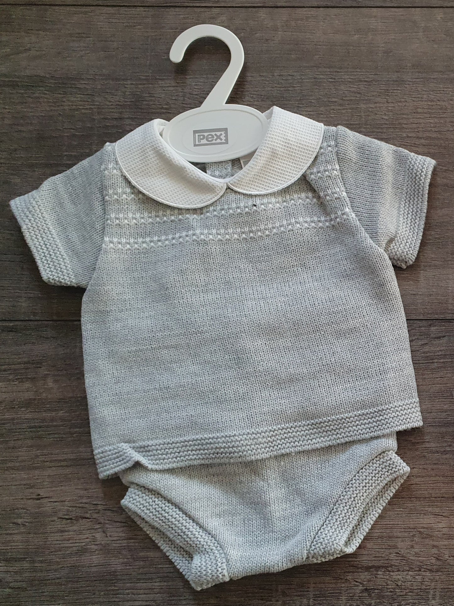 Baby boys summer grey 2 piece knit set