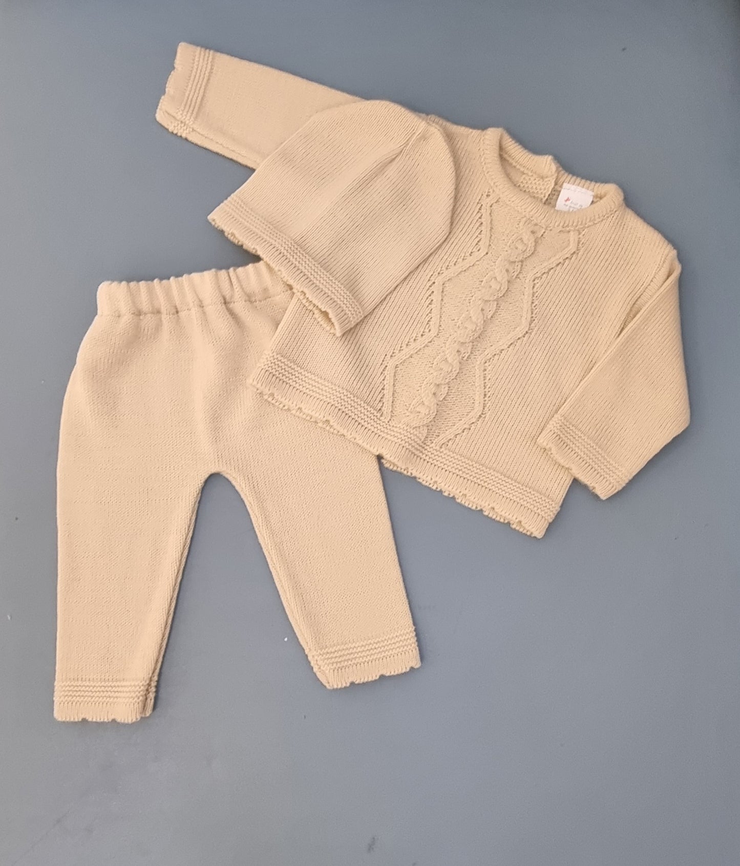 Boys beige 3 piece knit set