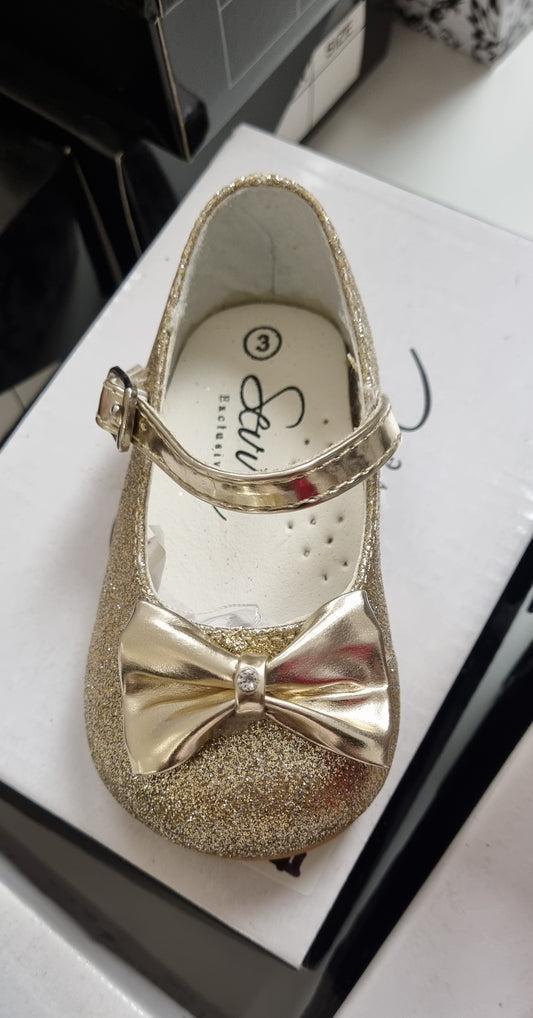 Gold sparkle bow shoes