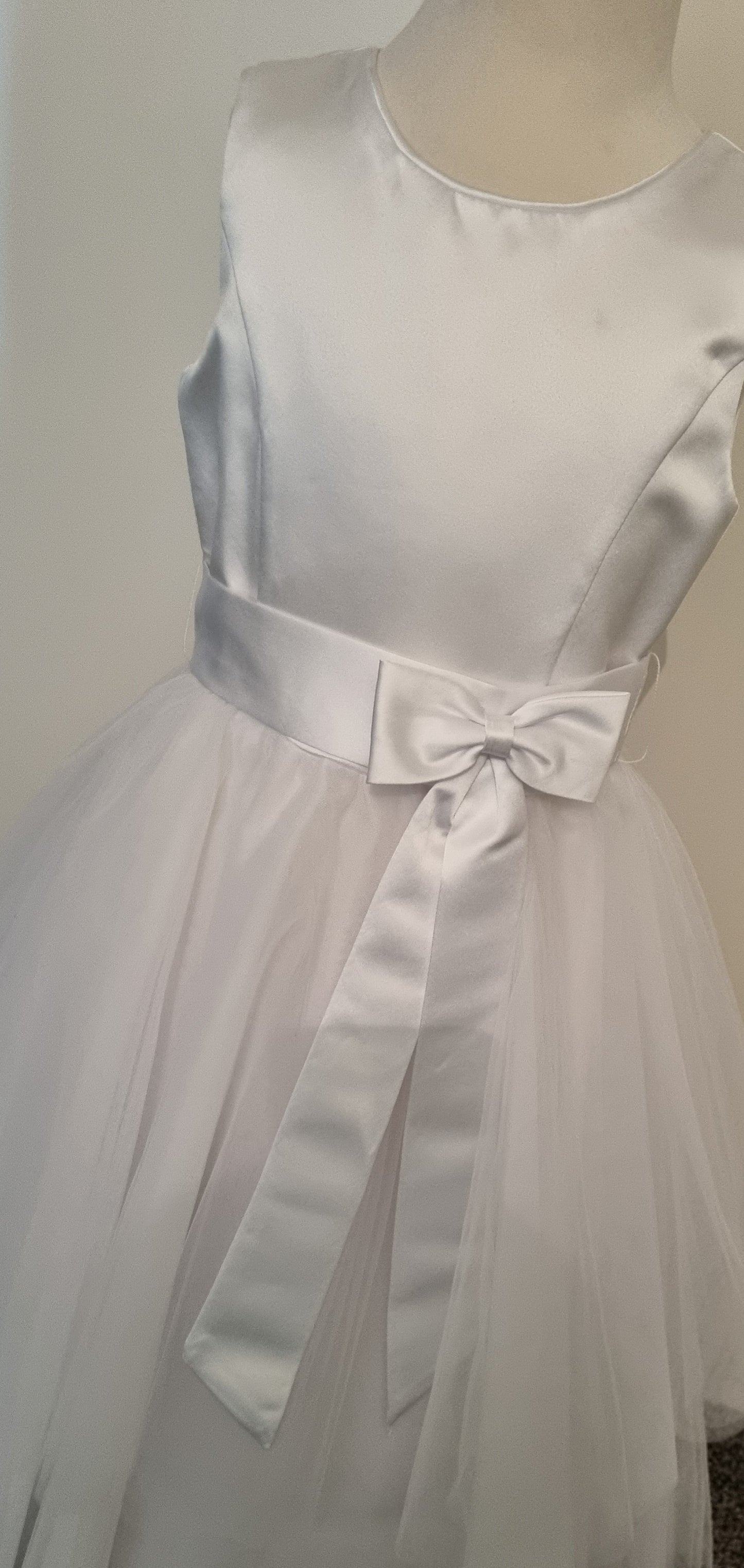 Long 2 layered communion dress with bow