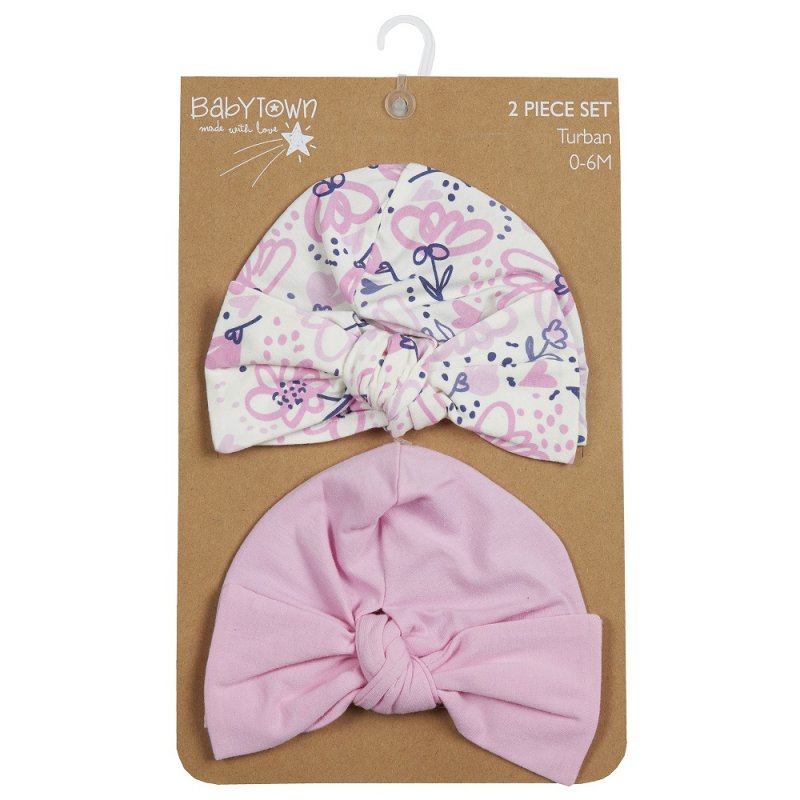 2 Pack baby turban hats