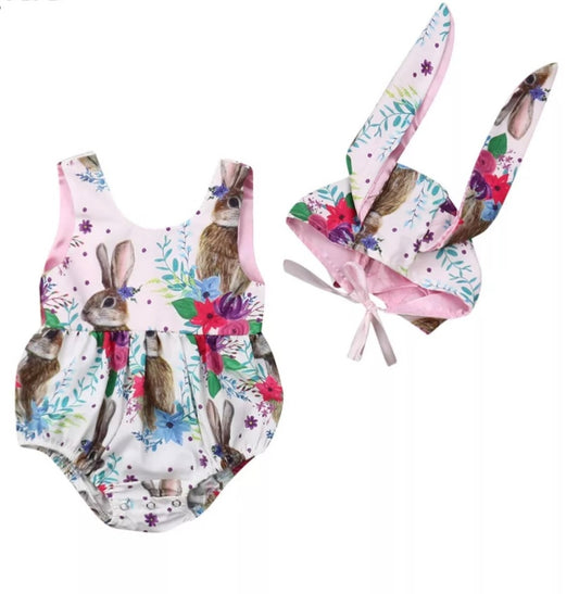 Easter romper with bunny bonnet