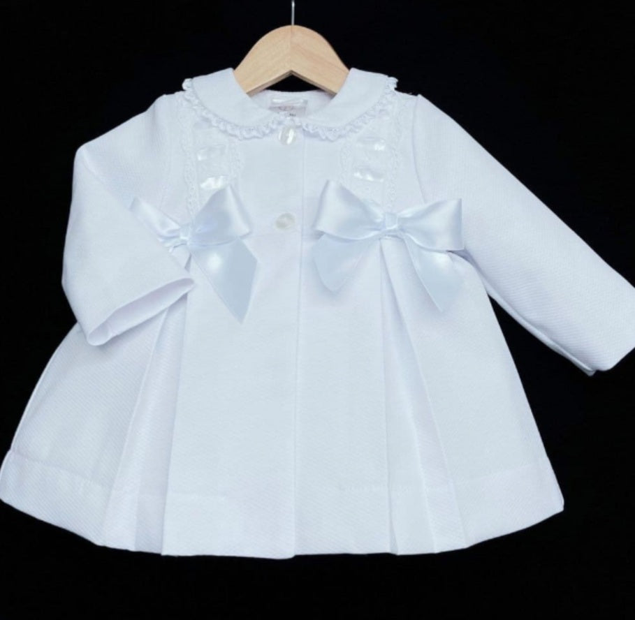 White summer coat with bows