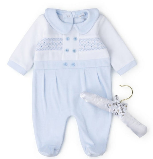 Boy smock style baby grow