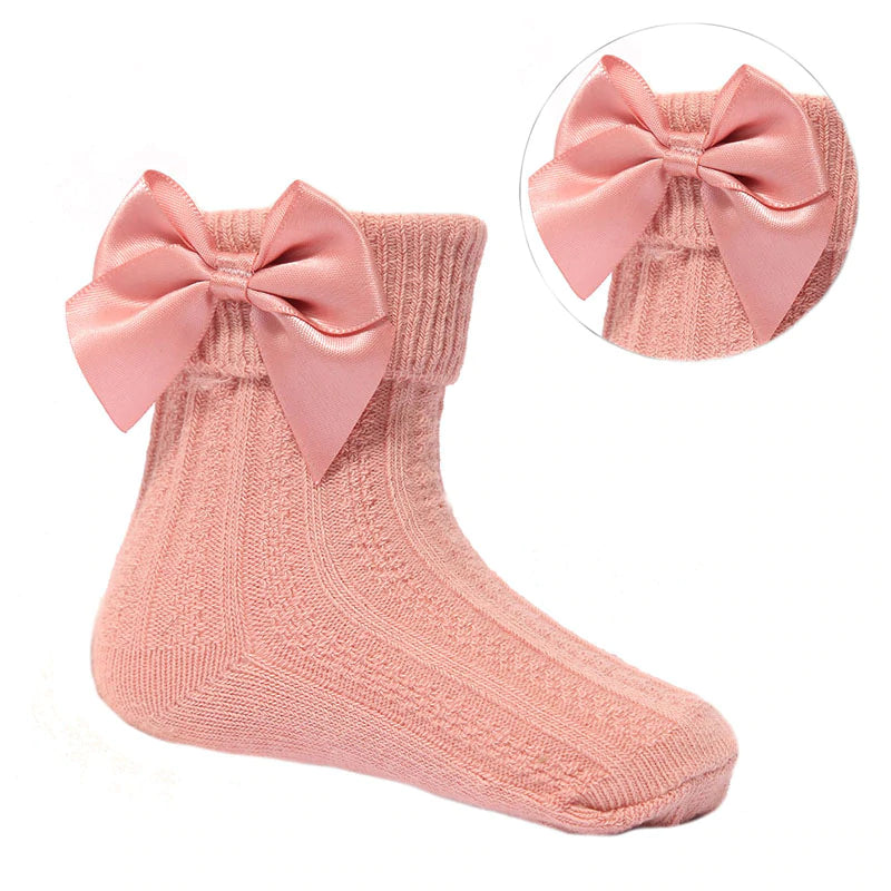 Ankle bow socks dusty pink