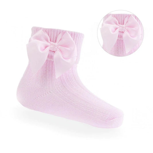 Ankle bow socks pink