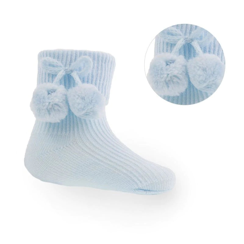 Ankle pom socks blue