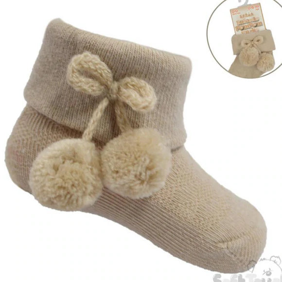 Ankle pom socks camel