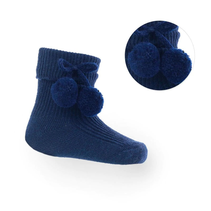 Ankle pom socks navy