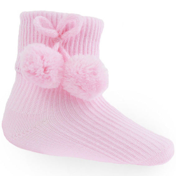 Ankle pom socks pink