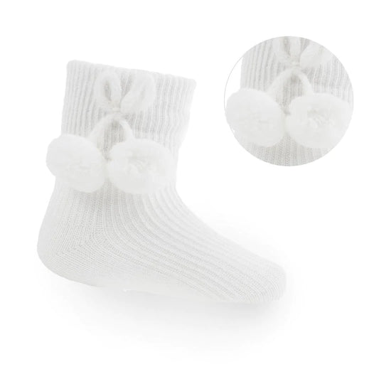 Ankle pom socks white