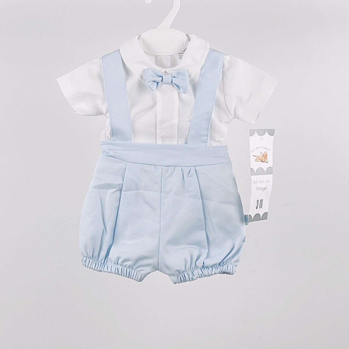 Blue and white 2 piece outfit with bow tie