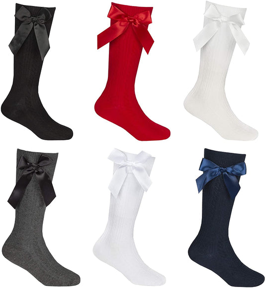 older girls knee high bow socks