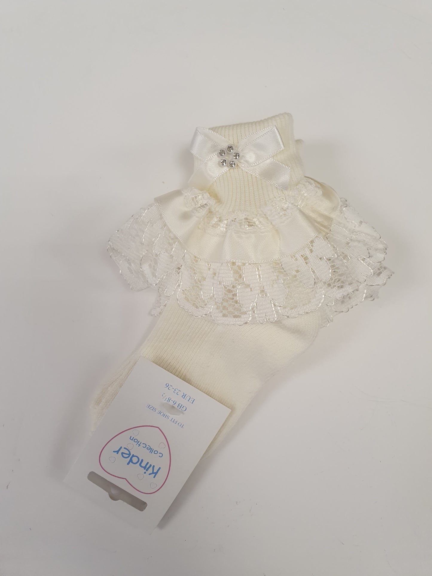 Girls extra frilly ivory socks