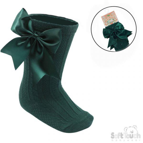 knee high big bow socks green