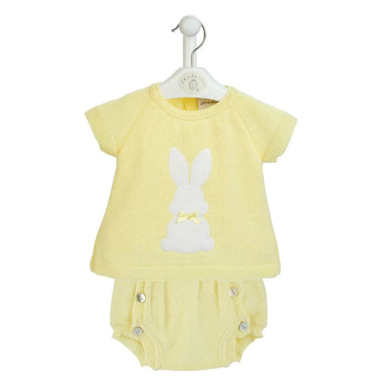 Lemon 2 piece knit set with bunny detail