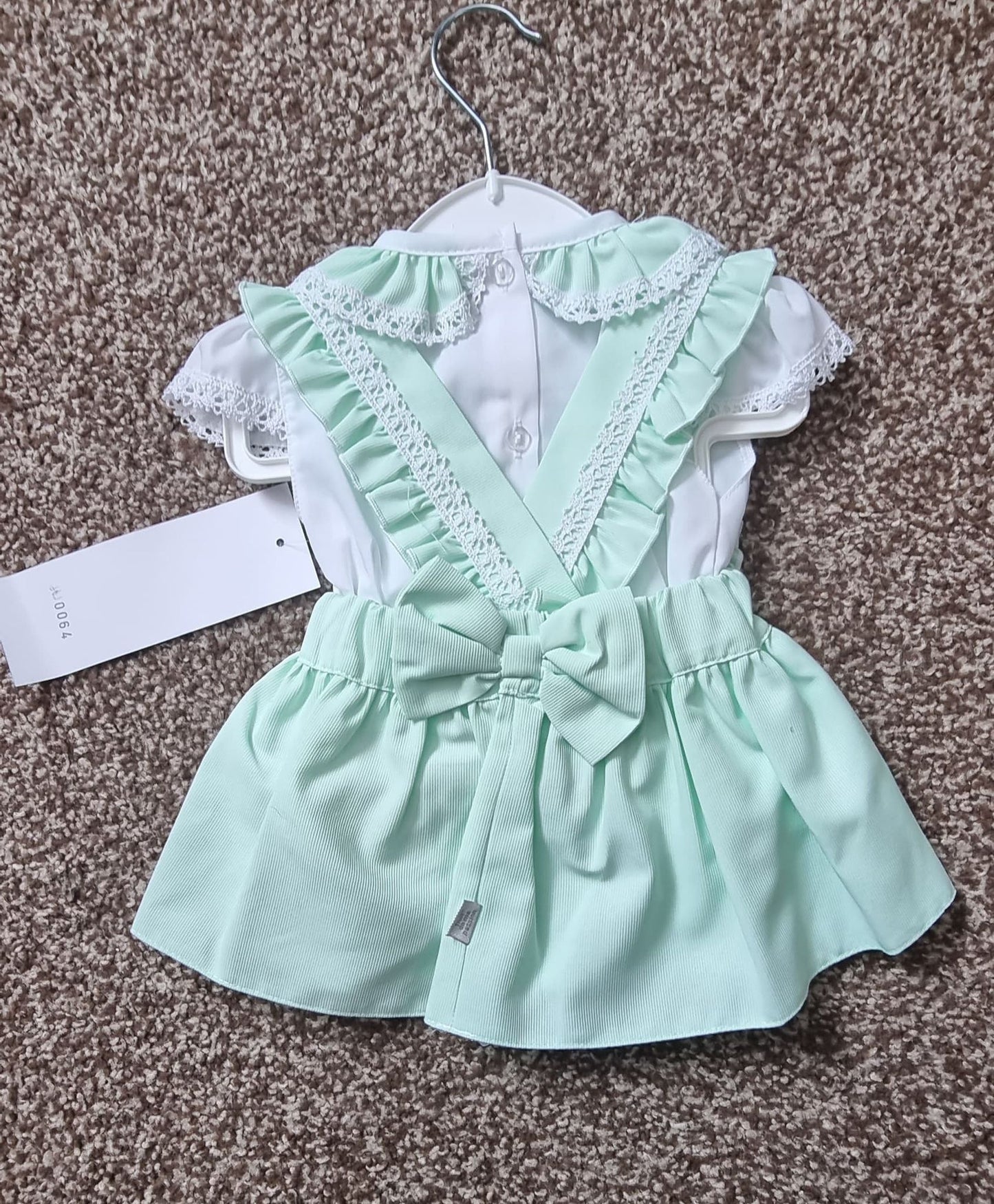 mint big bow skirt with matching frill top