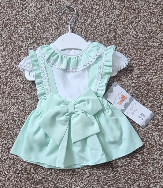 mint big bow skirt with matching frill top