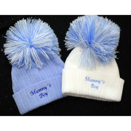 Newborn daddys/mummys boy pom hat