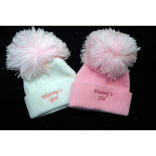 Newborn pom hat mummy/daddys girl