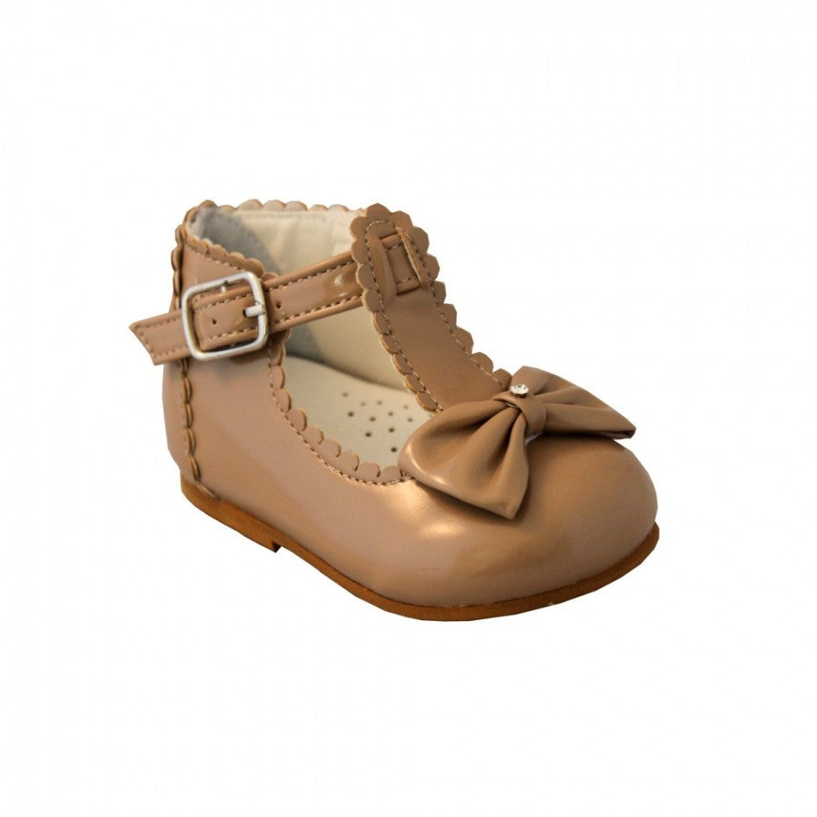 Infant girls bow shoes hard sole