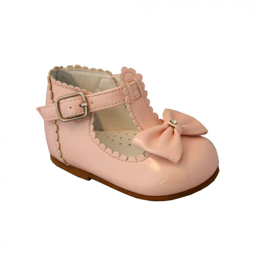 Infant girls bow shoes hard sole