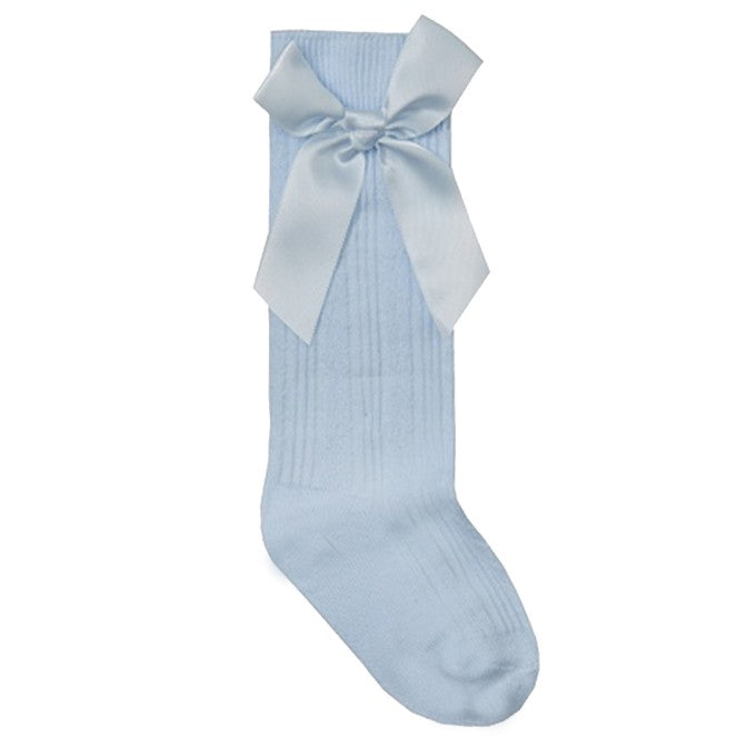 knee high baby blue bow socks